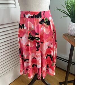 GRACE ELEMENTS Womens Skirt Pink Floral Slinky Knit Spring Preppy Stretch | XL